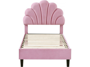 Lit coquillage en velours " Manon " - 90 x 190 cm - Rose