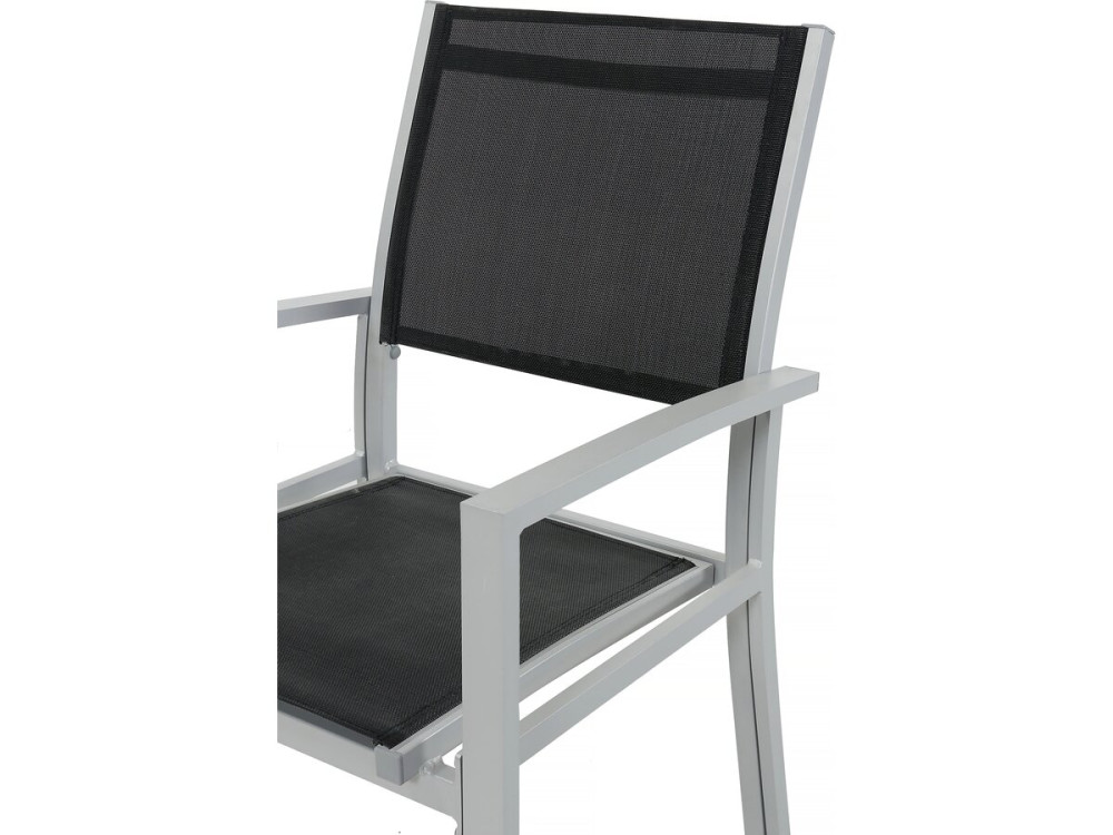 Salon de jardin repas extensible "Lagos" - Table extensible 200/320 x 105 x 76 cm - 10 chaises - Noir