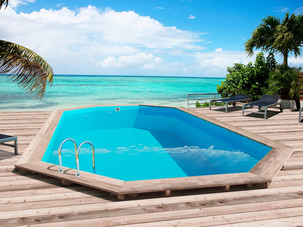 Piscine bois "Sao Paulo" - 6.57 x 4.07 x 1.20 m + Pompe à chaleur - Puissance 6.1 kW