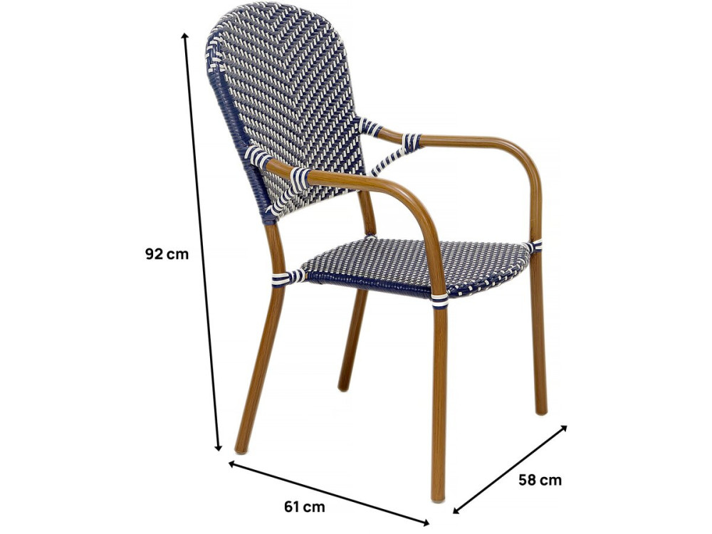 Lot de 4 chaises d'extérieur bistro "Maya" - Bleu