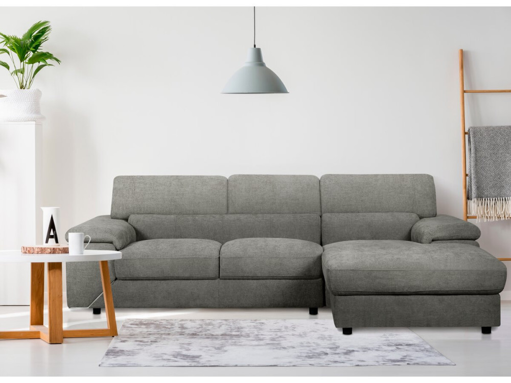 Canapé d'angle en tissu chenille "London" - 4 places - Gris