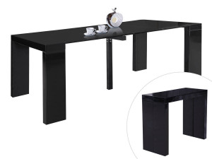 Table repas extensible "Dina" - 200/40 x 94 x 75 cm -  Noir laqué