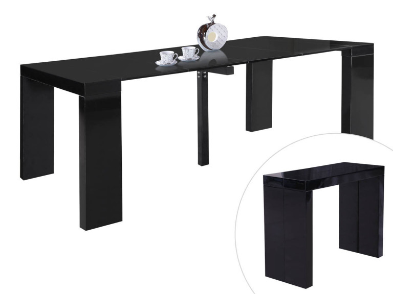Table repas extensible "Dina" - 200/40 x 94 x 75 cm -  Noir laqué