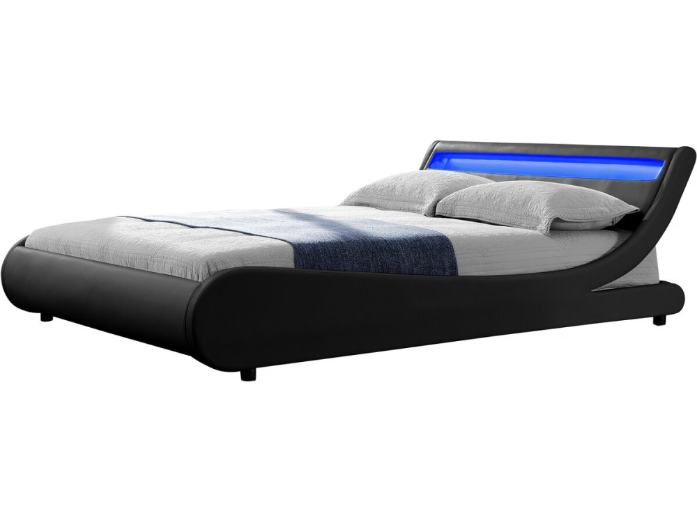 Lit LED "Natacha" - 140 x 190 cm - Noir