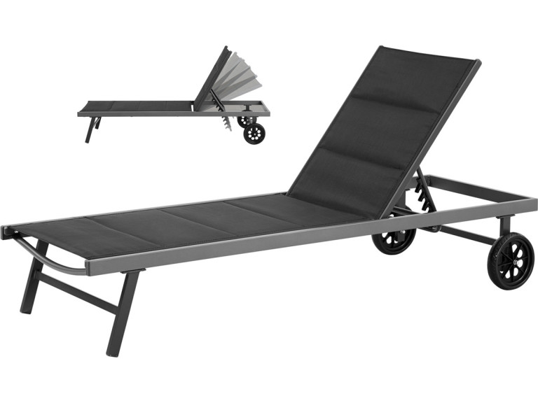 Bain de soleil textilène matelassé et aluminium "Bella" - Phoenix - Noir