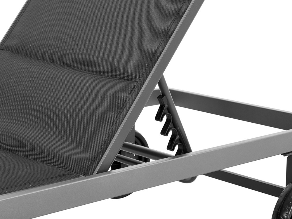 Bain de soleil textilène matelassé et aluminium "Bella" - Phoenix - Noir