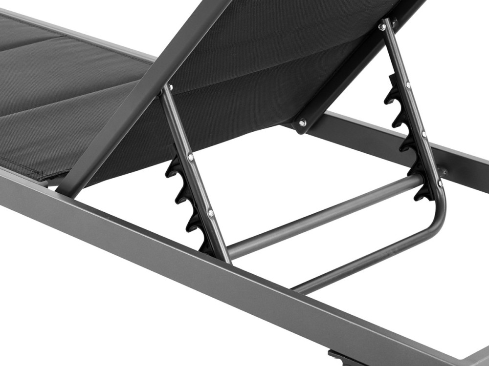 Bain de soleil textilène matelassé et aluminium "Bella" - Phoenix - Noir