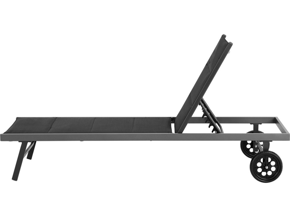 Bain de soleil textilène matelassé et aluminium "Bella" - Phoenix - Noir