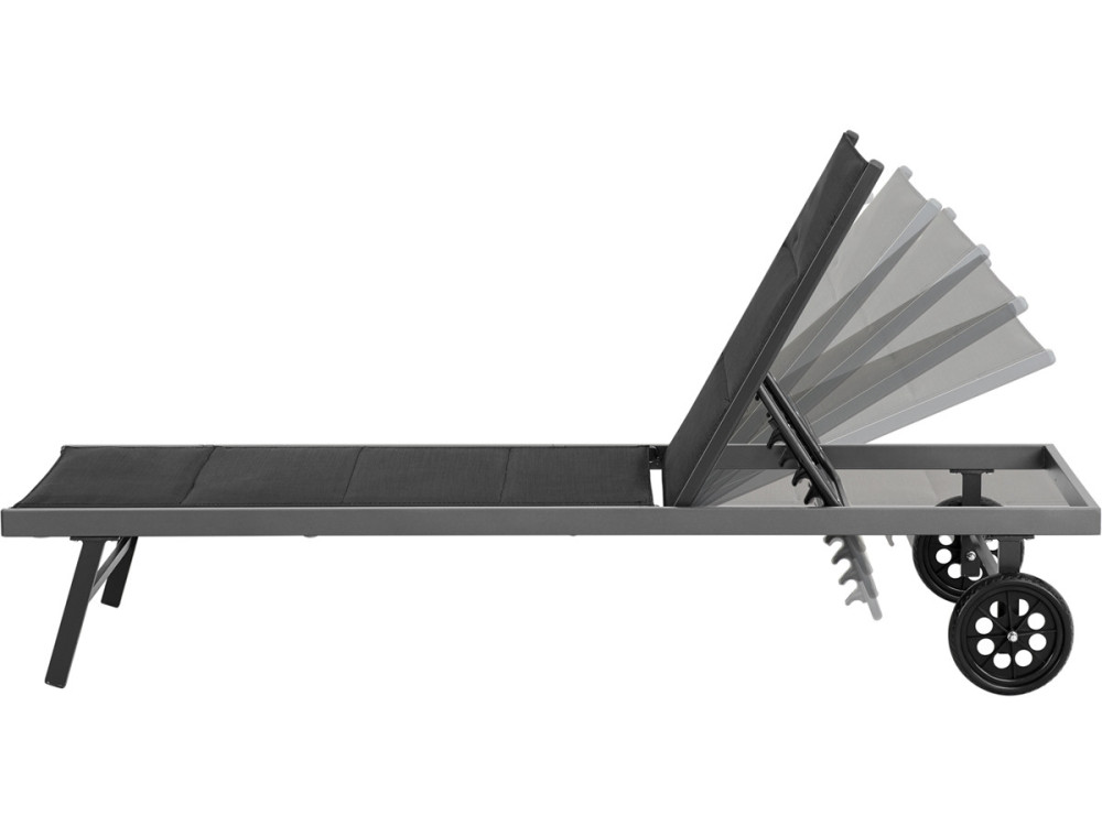 Bain de soleil textilène matelassé et aluminium "Bella" - Phoenix - Noir