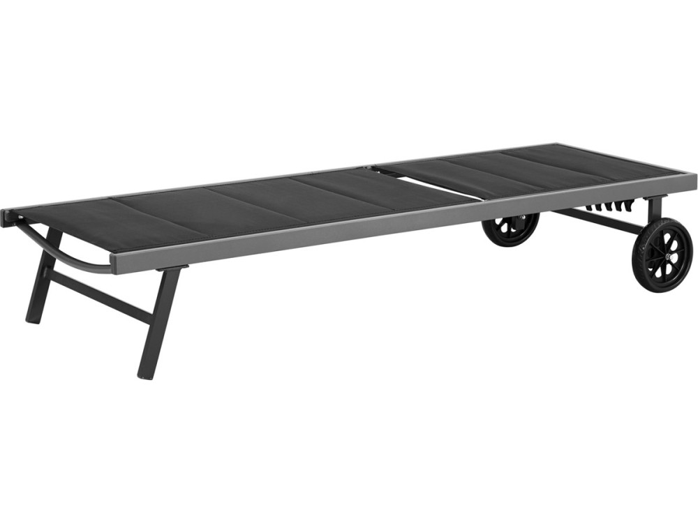 Bain de soleil textilène matelassé et aluminium "Bella" - Phoenix - Noir