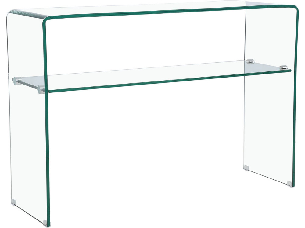 Console "Genova" - 110 x 35 x 75 cm - Verre courbé transparent