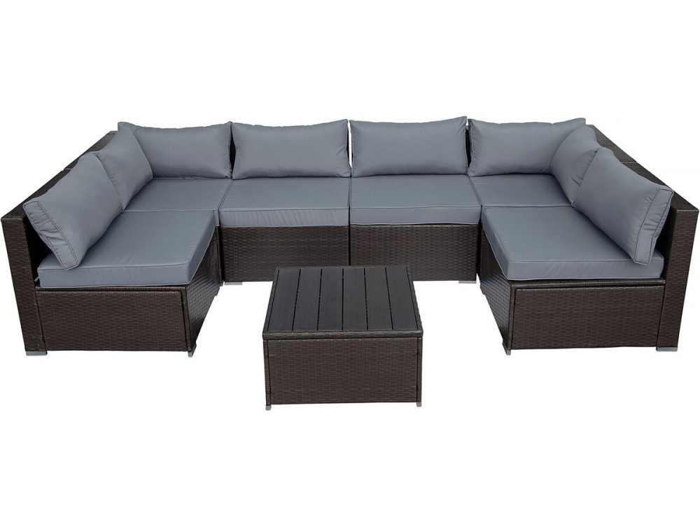 Salon de jardin panoramique en résine tressée "Océane" - 6 places - Marron