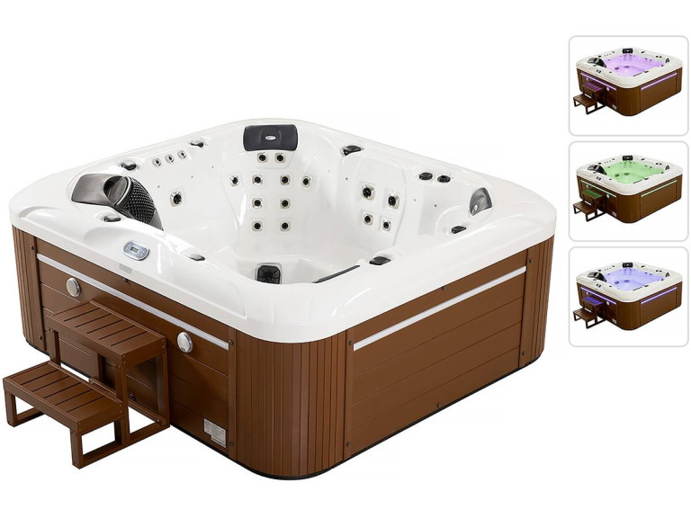 Spa LED "Bora-Bora" - 6 places - Cuve blanche - système Balboa -  Enceintes bluetooth intégrées