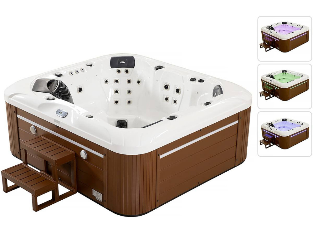 Spa LED "Bora-Bora" - 6 places - Cuve blanche - système Balboa -  Enceintes bluetooth intégrées