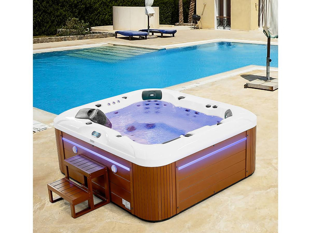 Spa LED "Bora-Bora" - 6 places - Cuve blanche - système Balboa -  Enceintes bluetooth intégrées