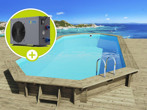 Piscine bois " Ibiza 130 " - 8.57 x 4.57 x 1.31 m + Pompe à chaleur 6.1 kW