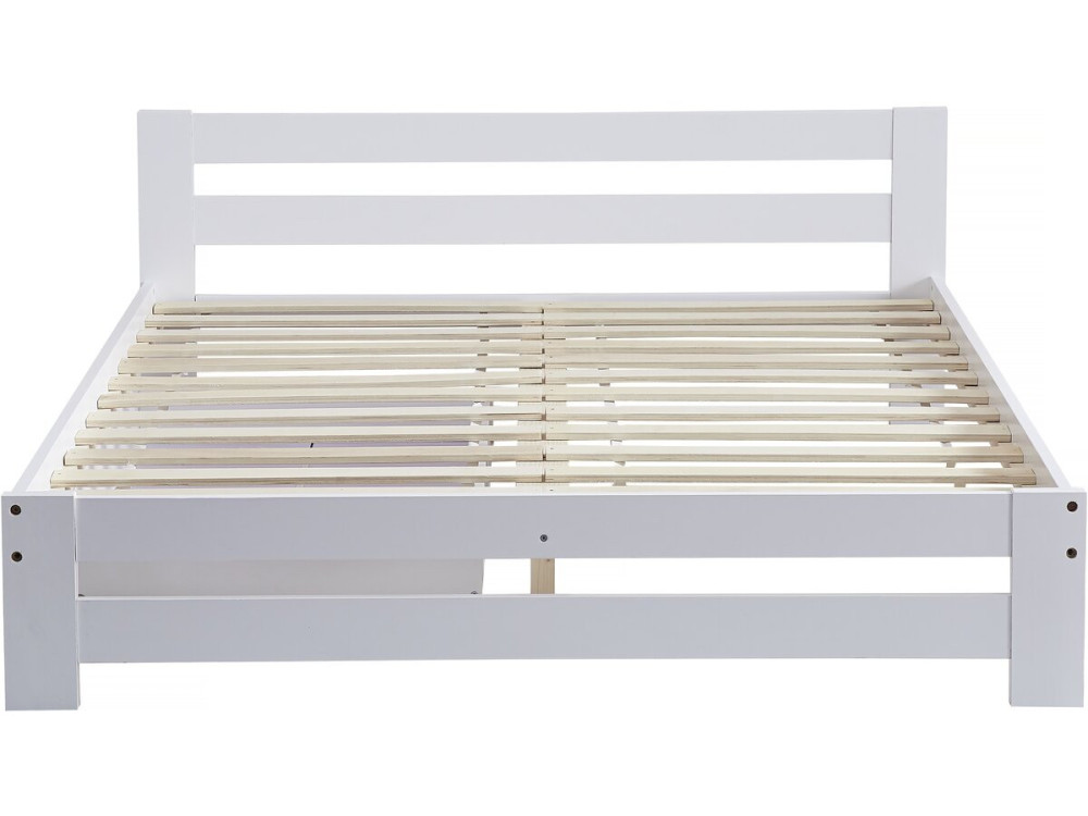 Lit double avec tiroir en bois "Lola" - 140 x 190 cm - Blanc