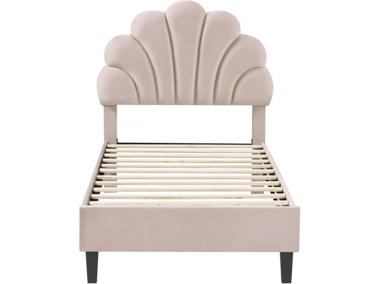 Lit coquillage en velours "Manon" - 90 x 190 cm - Beige