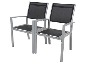 Fauteuil jardin Alu/Textilène "Tropic" - Phoenix - Noir - Lot de 2