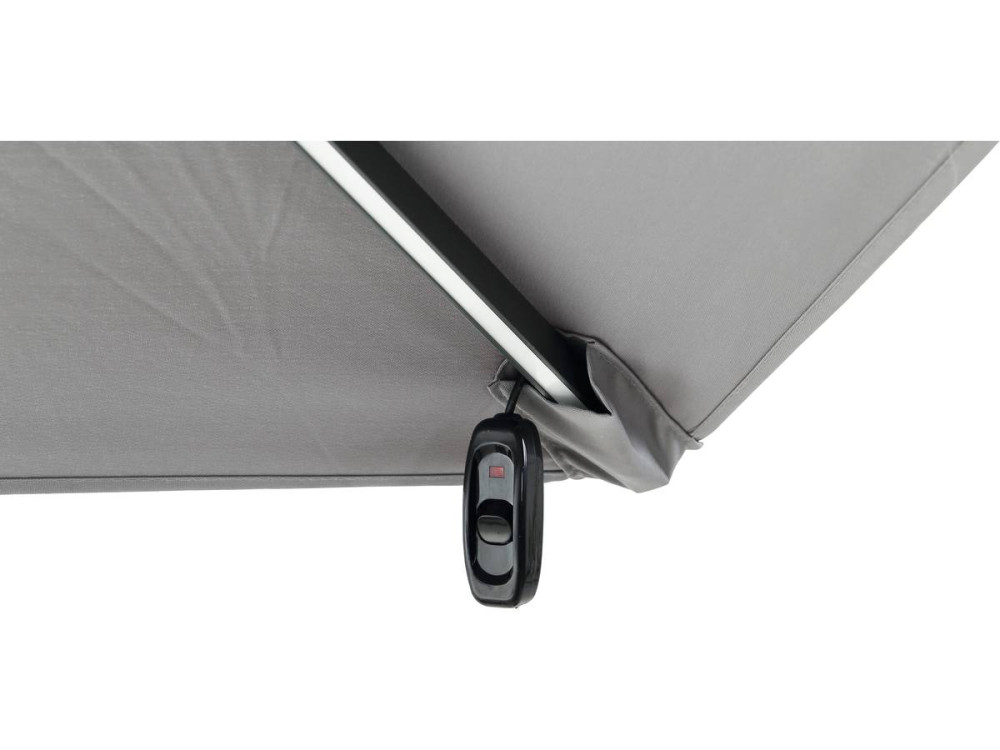 Parasol jardin déporté LED Alu "Sun 4 Luxe" - Rectangle - 3 x 4 m - Gris - Dalles à lester incluses