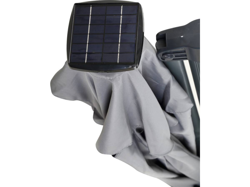 Parasol jardin déporté LED Alu "Sun 4 Luxe" - Rectangle - 3 x 4 m - Gris - Dalles à lester incluses