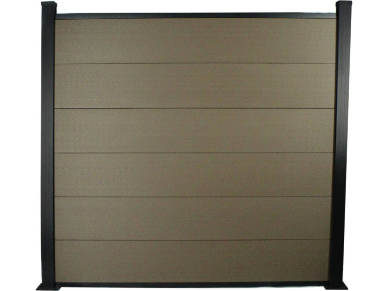 Kit Clôture 1.6 x 1.6 m composite et aluminium + profilés de finitions - Kit de fixation offert - Terracotta