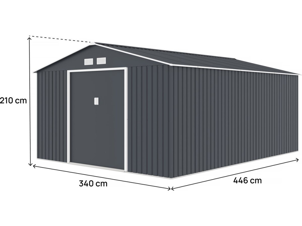 Abri de jardin métal "Vegas"- 15 m² - Gris