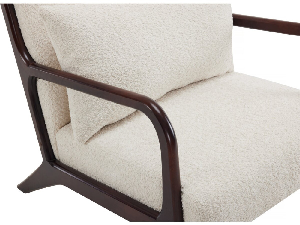 Fauteuil bouclette style scandinave en bois "Clinton"  - Blanc