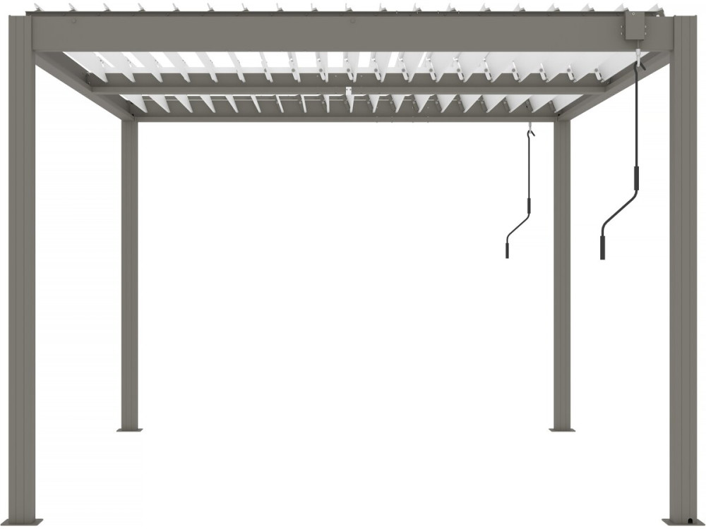Pergola bioclimatique avec led "Windsor premium" en aluminium 3 x 4 - Taupe