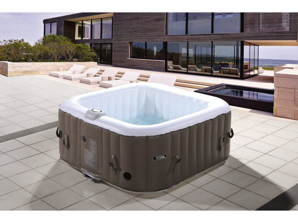 Spa gonflable carré en PVC "Monac" - 4 places - Taupe