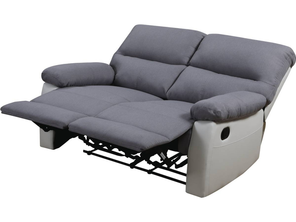 Canapé relax "Lincoln" - 147 x 89 x 103 cm - 2 places - Blanc / gris clair
