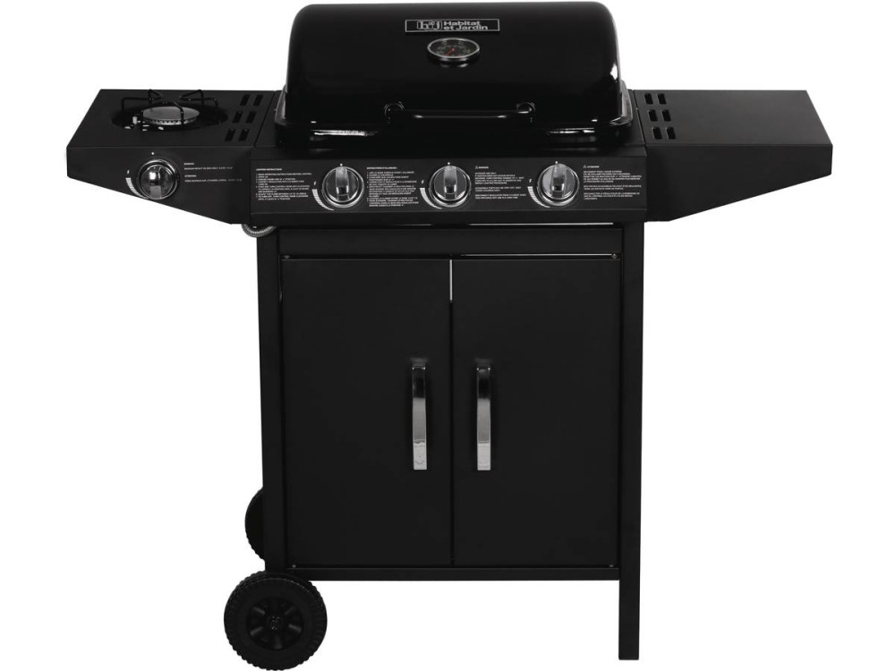 Barbecue gaz "Festa 4" - 4 brûleurs dont 1 latéral - 10.5kW - Noir