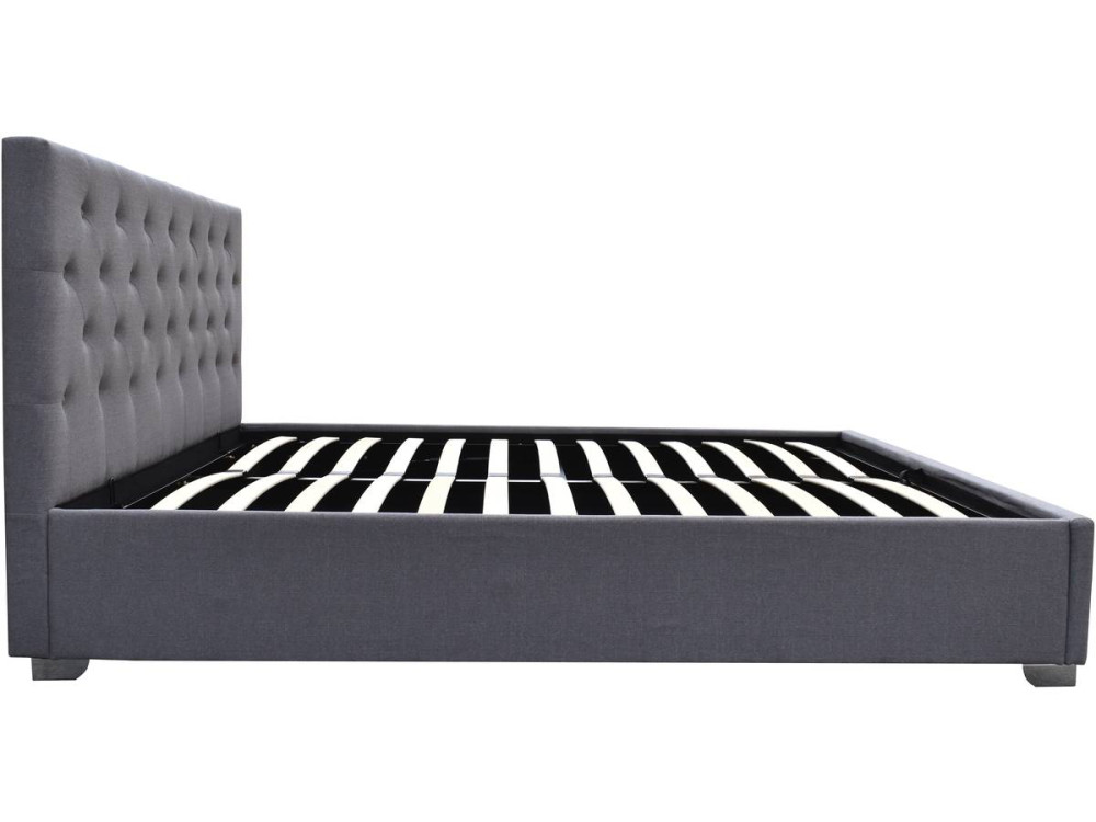 Lit double avec coffre "Tino" - 140 × 190 cm - Gris
