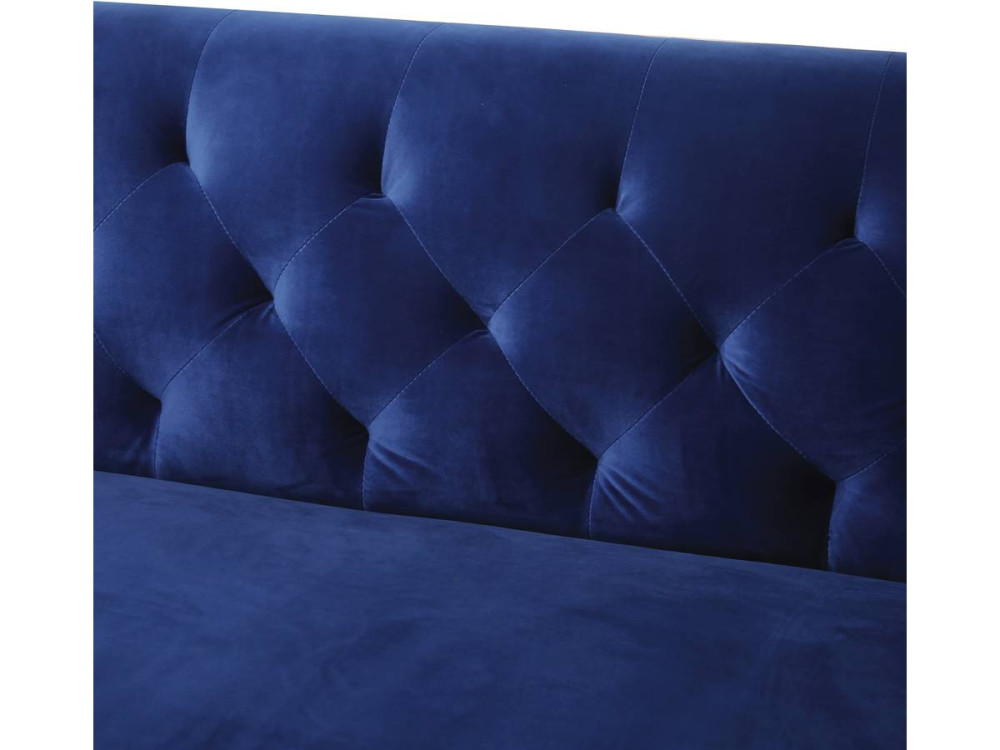 Canapé fixe en velours "Bruce" - 196 x 76 x 82 cm - 3 places - Bleu foncé
