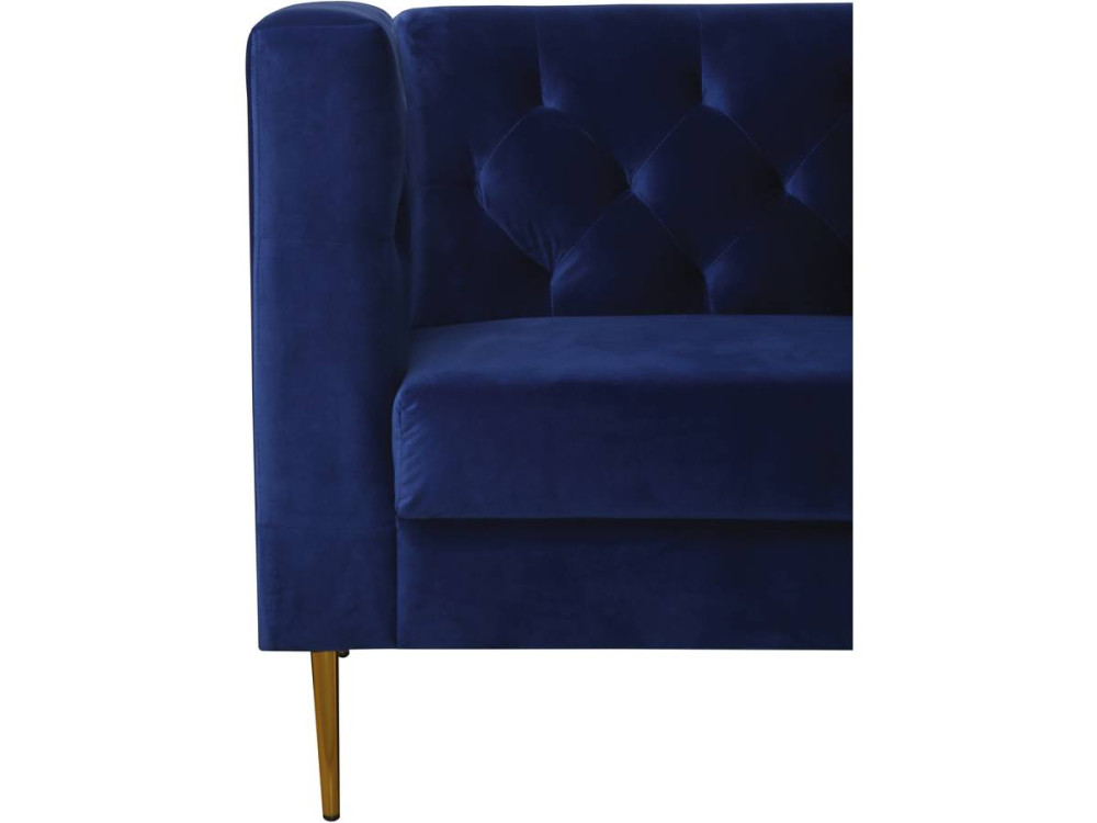 Canapé fixe en velours "Bruce" - 196 x 76 x 82 cm - 3 places - Bleu foncé