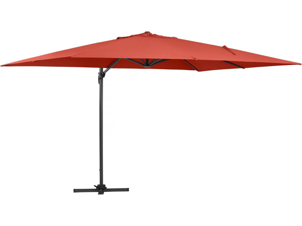 Parasol jardin déporté Alu "Sun 4 " - Rectangle - 3 x 4 m - Rouge - Dalles à lester incluses