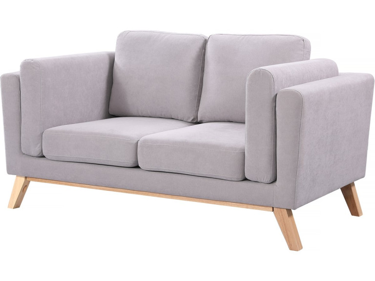 Canapé fixe tissu "Elizabeth" - 165 x 87 x 84 cm - 2 places - Gris Clair