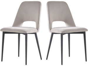 Lot de 2 chaises en velours "Fedora" - Gris clair