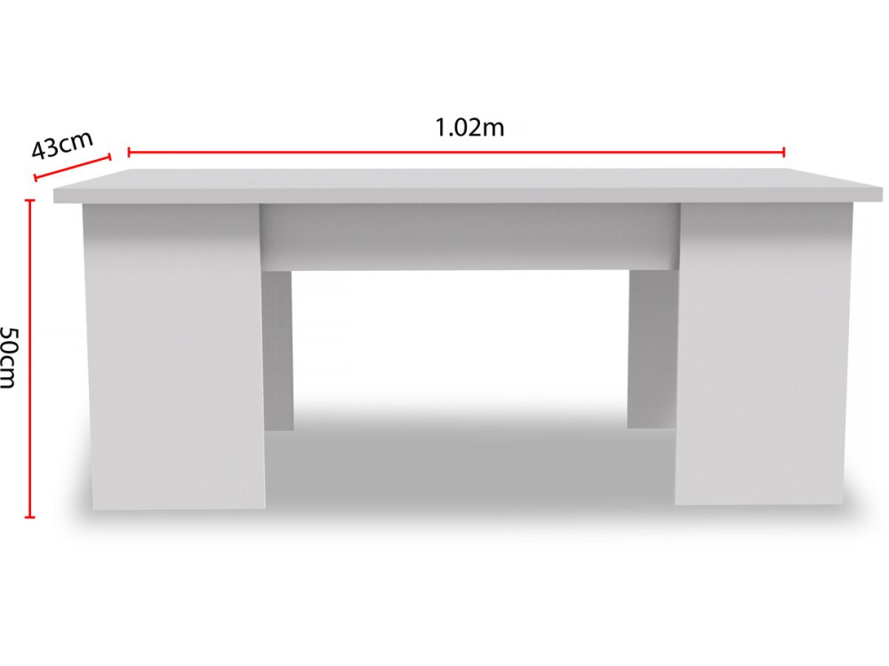 Table basse "Diana" - 102 x 50 x 43 cm - Blanc