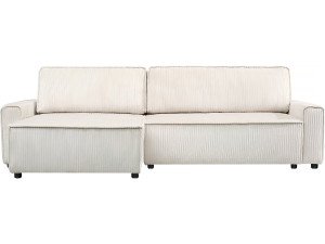 Canapé d'angle convertible et reversible en velours côtelé "Montaigne" - 3 places  - Beige