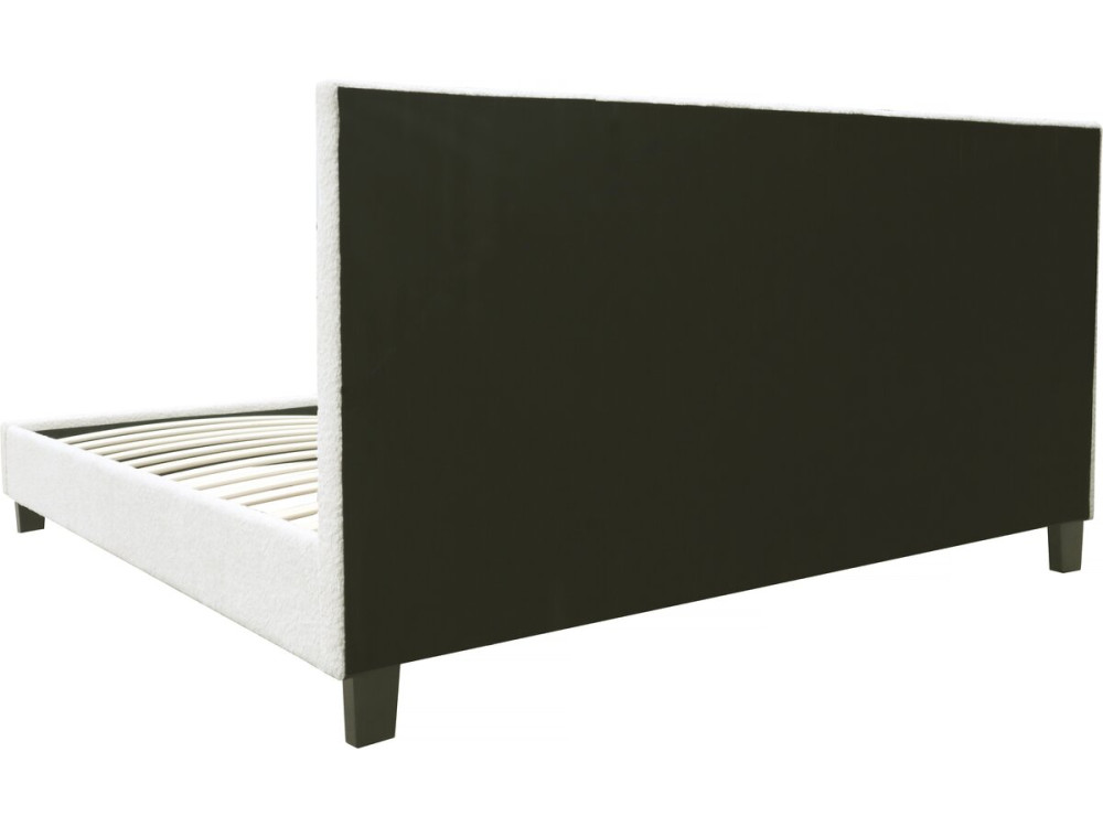 Lit tissu bouclette avec LED "Maria" 160 x 200 cm - Crème