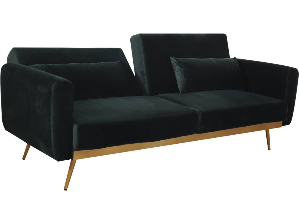 Canapé Clic Clac en velours "Donia" - 203 x 81 x 83 cm - 3 places - Vert foncé