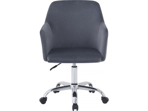 Chaise de bureau en velours ajustable "Ophélie" - Gris