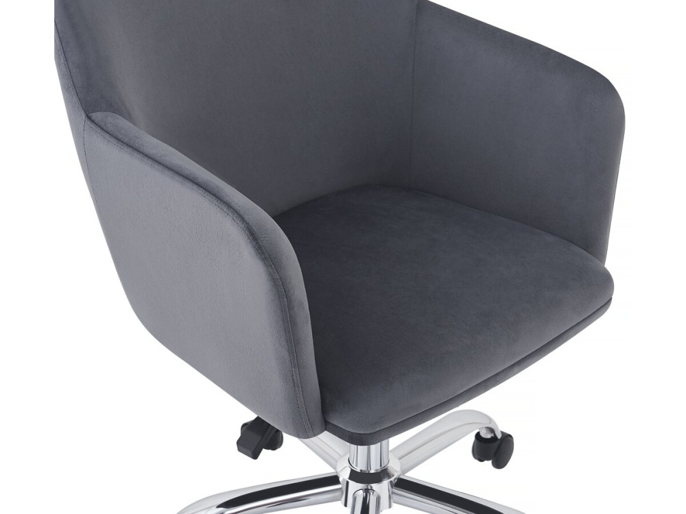 Chaise de bureau en velours ajustable "Ophélie" - Gris