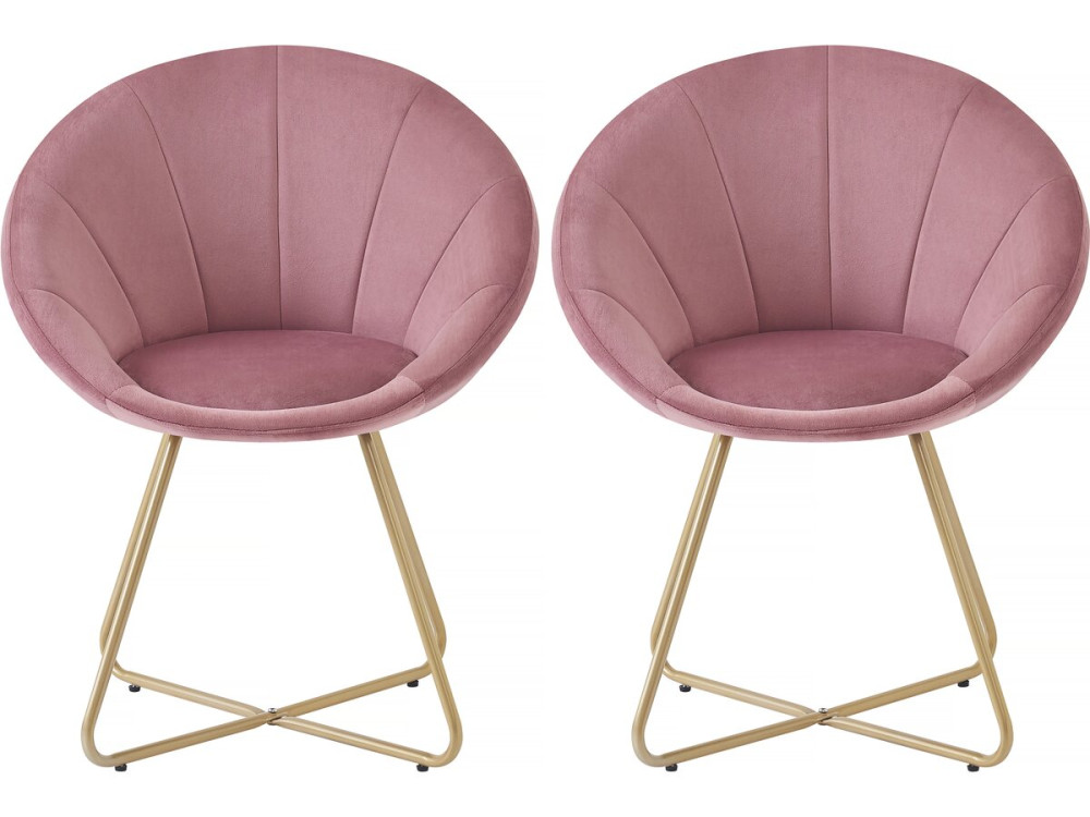 Lot de 2 chaises de salle manger en velours "Rosalie" - Rose