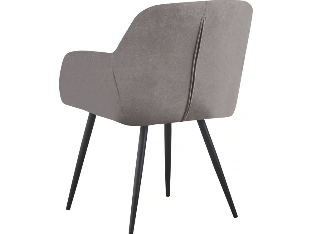 Lot de 2 chaises en velours "Valentina" avec accoudoirs - Gris