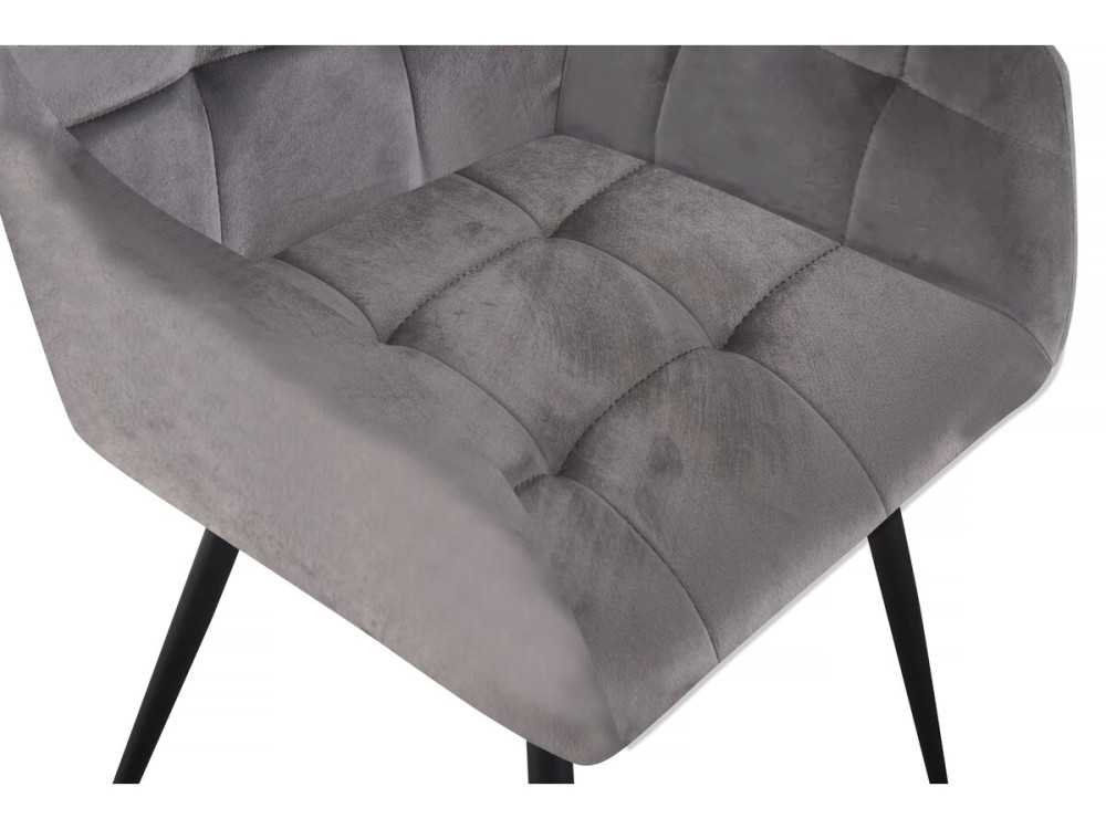 Lot de 2 chaises en velours "Valentina" avec accoudoirs - Gris