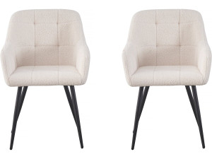 Lot de 2 chaises bouclette "Valentina" avec accoudoirs - Beige