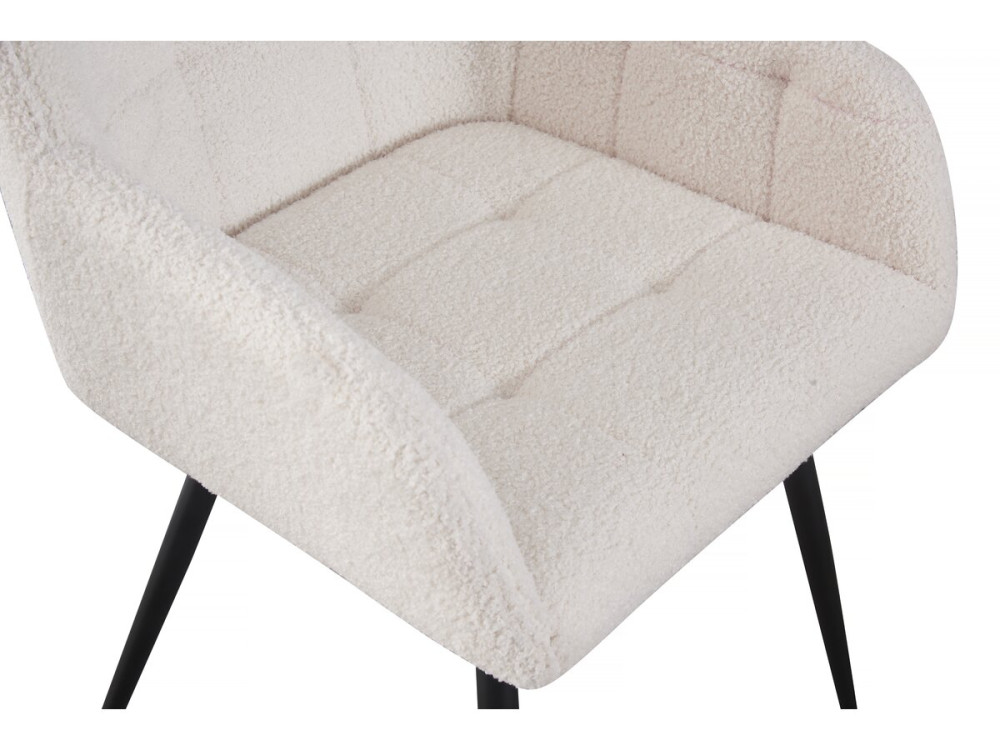 Lot de 2 chaises bouclette "Valentina" avec accoudoirs - Beige