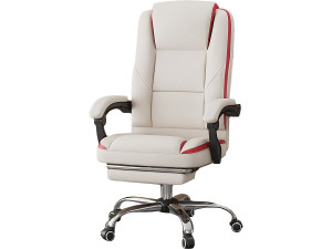 Fauteuil de bureau en simili avec repose pieds "Maissa" - Beige